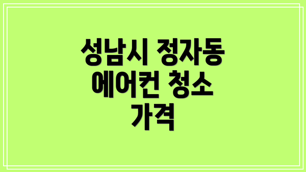 성남시 정자동 에어컨 청소 가격