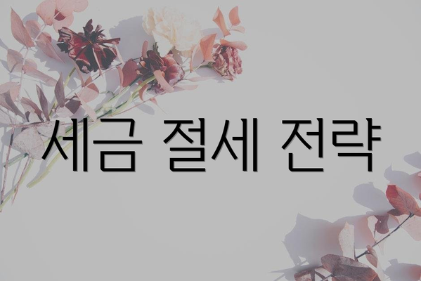 세금 절세 전략