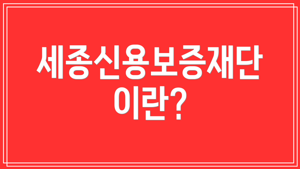 세종신용보증재단이란?