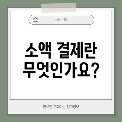 소액 결제란 무엇인가요?