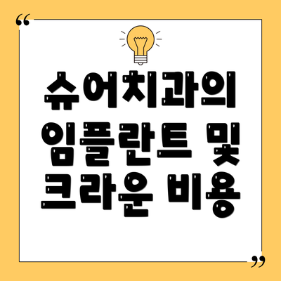 슈어치과의 임플란트 및 크라운 비용