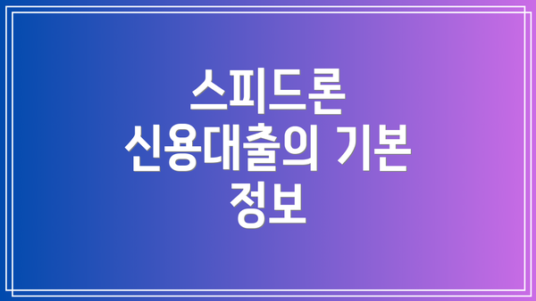 스피드론 신용대출의 기본 정보