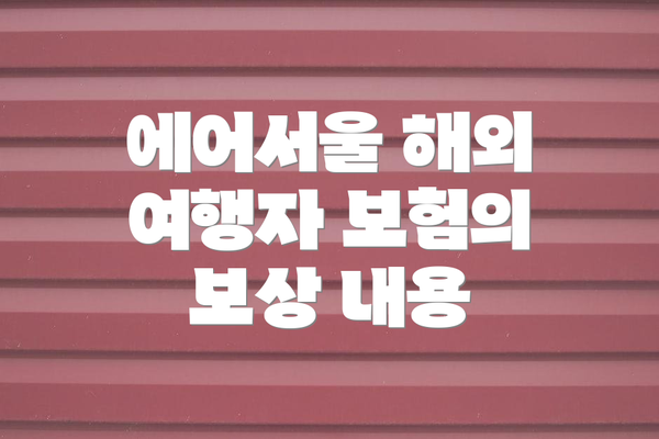 에어서울 해외 여행자 보험의 보상 내용