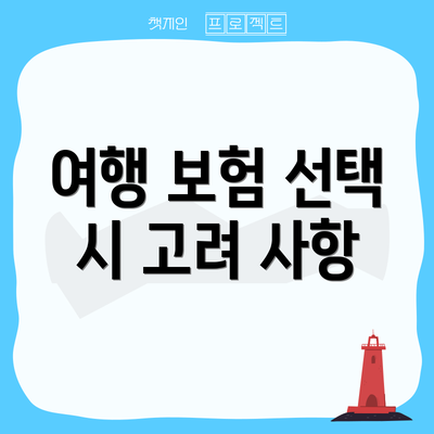 여행 보험 선택 시 고려 사항