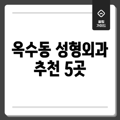 옥수동 성형외과 추천 5곳
