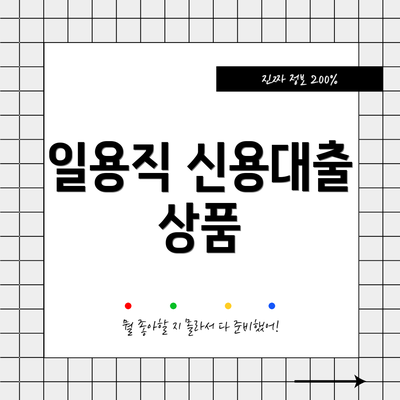 일용직 신용대출 상품