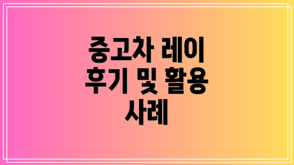 중고차 레이 후기 및 활용 사례