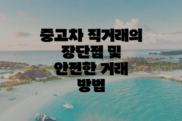 중고차 직거래의 장단점 및 안전한 거래 방법