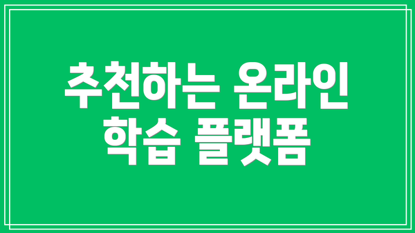 추천하는 온라인 학습 플랫폼