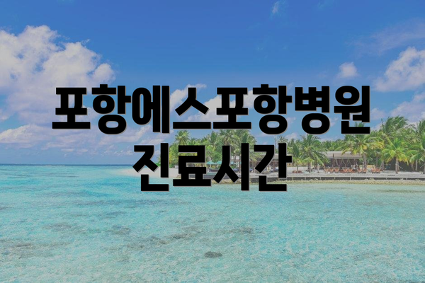 포항에스포항병원 진료시간