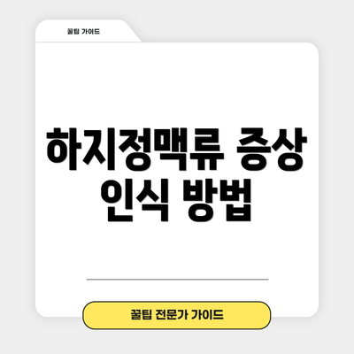 하지정맥류 증상 인식 방법