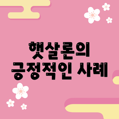 햇살론의 긍정적인 사례