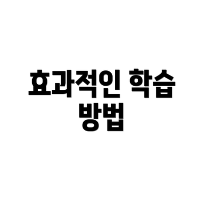 효과적인 학습 방법