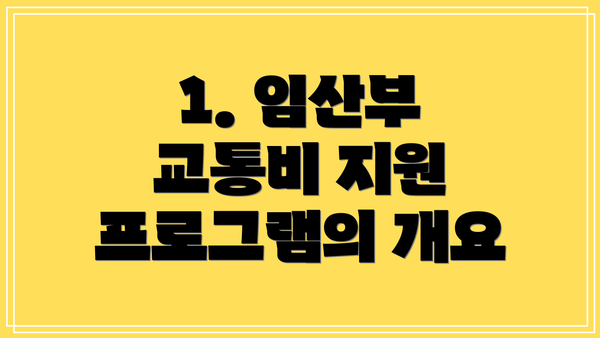 1. 임산부 교통비 지원 프로그램의 개요
